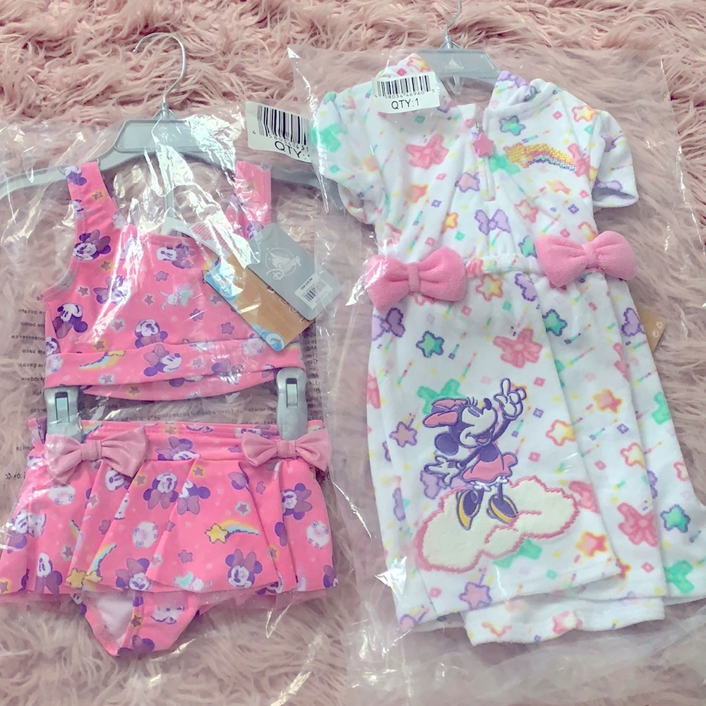 Disney Minnie Mouse Beach Cover Up and Bathing Suit size 2T
